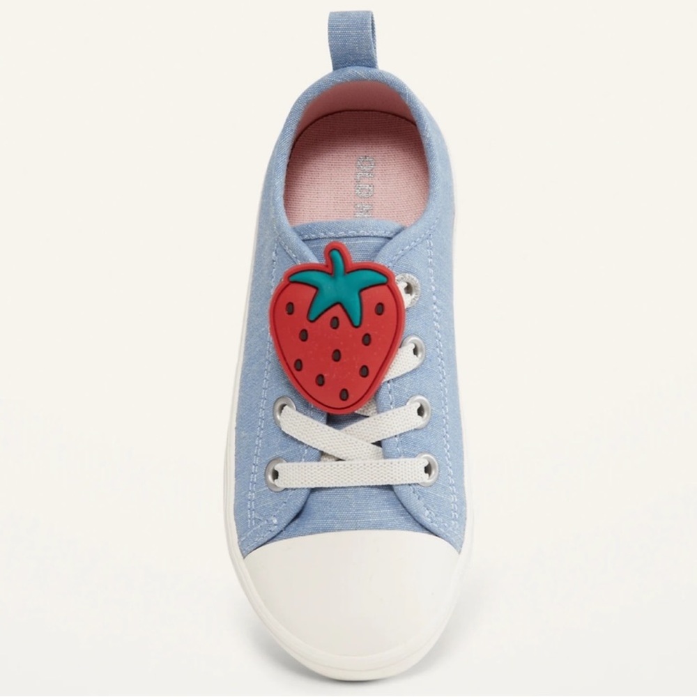 NEW Old Navy Chambray Slip On Strawberry Sneakers Toddler 7